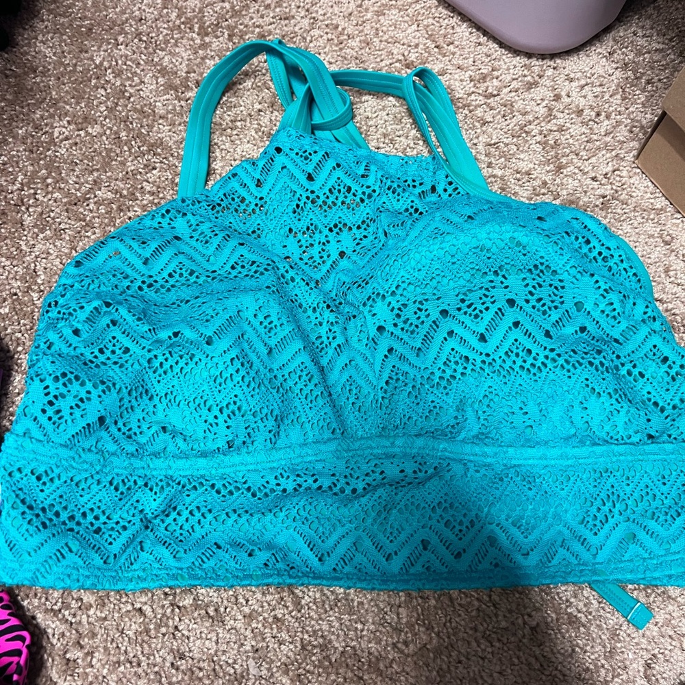 Teal Lace Halter swim
